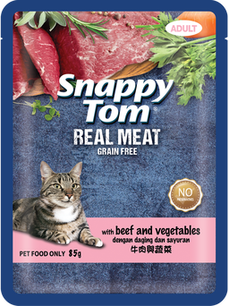 Snappy Tom Real Meat & Real Fish Wet Cat Food Pouch (Adult) - 85g