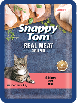 Snappy Tom Real Meat & Real Fish Wet Cat Food Pouch (Adult) - 85g
