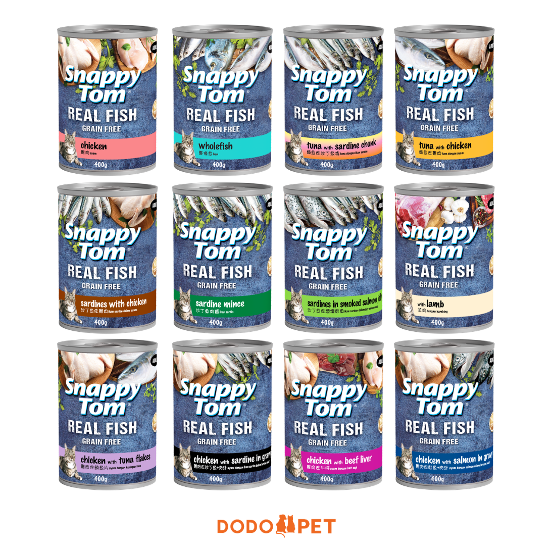Snappy Tom Real Fish Wet Cat Food Can (Adult) - 400g