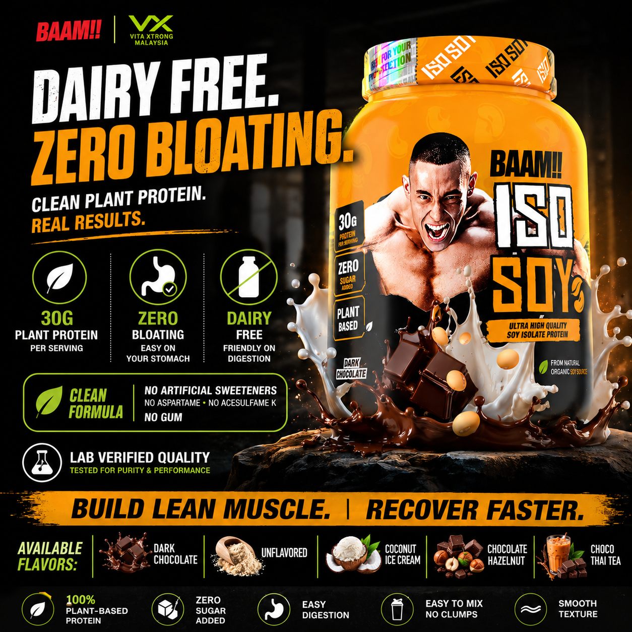BAAM!!™ ISO-SOY Plant Protein Isolate (5lb / 2.3kg) | 30g Soy Isolate Protein • Vegan • Lactose-Free • Lab-Tested Premium Plant Protein_2