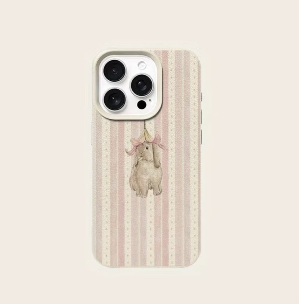 Stripped Rabbit Pattern Casing (Pink)