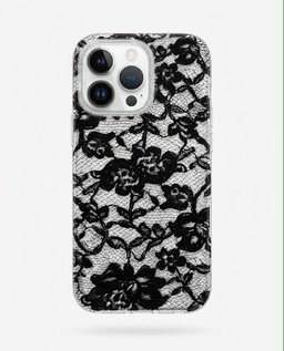 2D Lace Flower Printed Pattern Casing (Black)