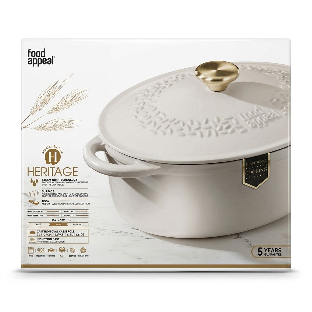 Heritage Cast Iron Oval Casserole White