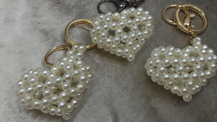 3D heart pearl handmade keychain_0
