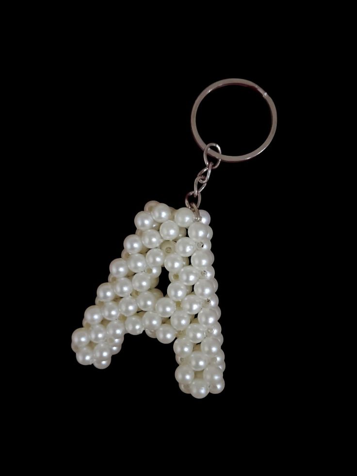 Handmade beaded A keychain_0