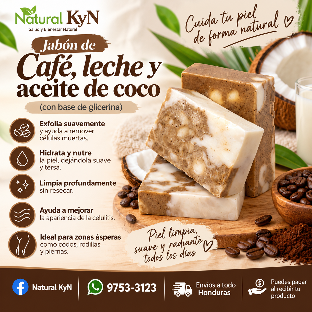 Jabón de Café, leche y aceite de coco 