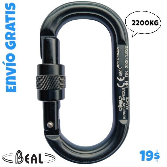 Mosquetón O 22kN aluminio rosca Beal
