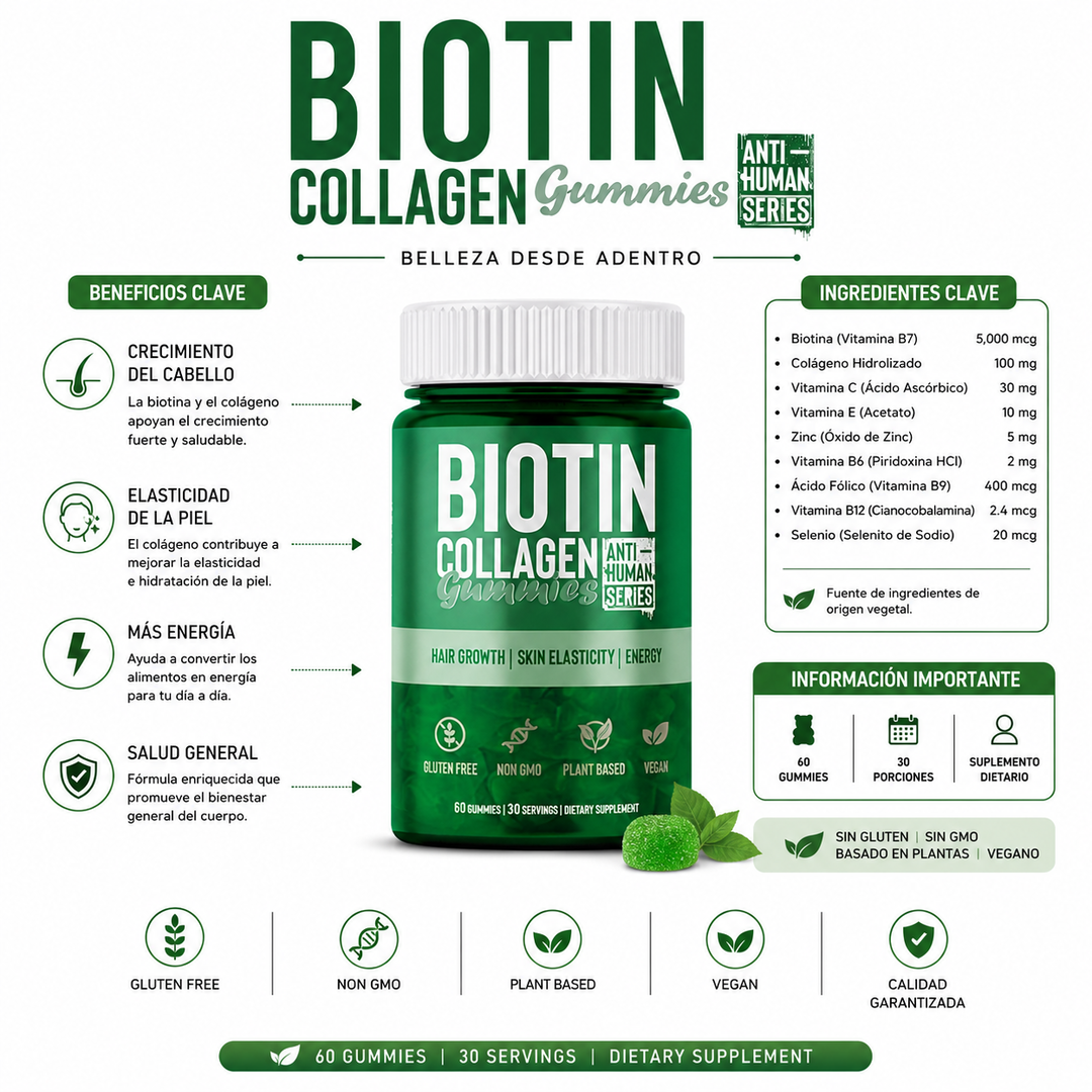 Biotina con colageno🍏 en gomitas Anti-Human 