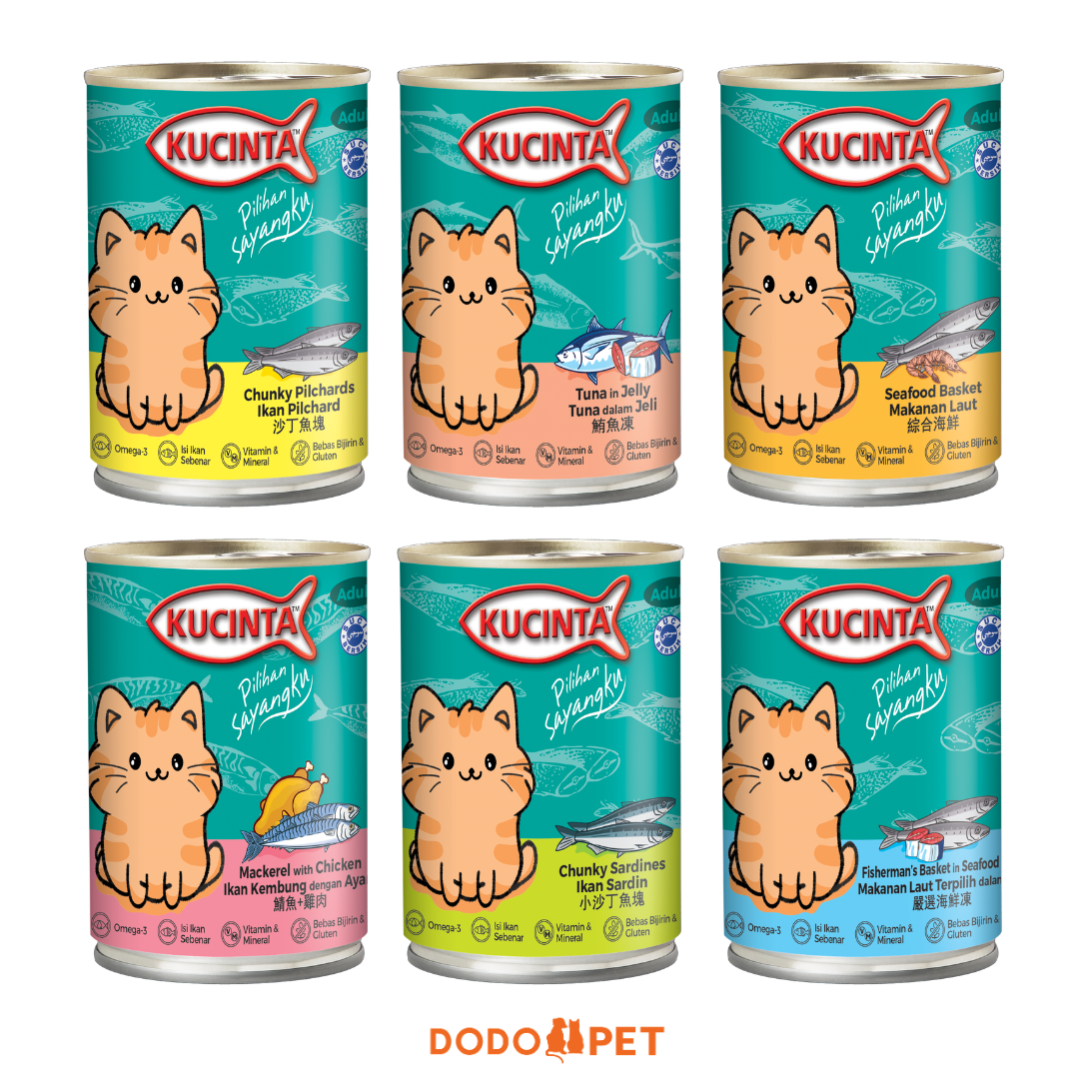 Kucinta Chunky Wet Cat Food Can (Adult) - 400g