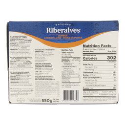RIBERAVLES Bacalhau Salted Cod Fish Loin (2S) Desalted 550G