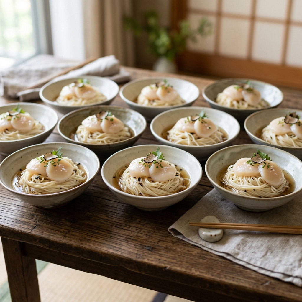 Cold Truffle Somen with Hotate (10 pax)