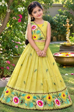 Premium Crunchy Silk Lehangas for Kids TC2