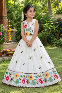 Premium Crunchy Silk Lehangas for Kids TC2
