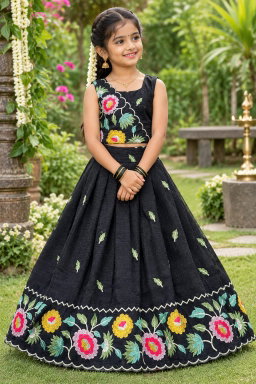 Premium Crunchy Silk Lehangas for Kids TC2