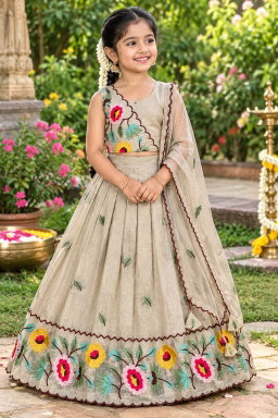 Premium Crunchy Silk Lehangas for Kids TC2