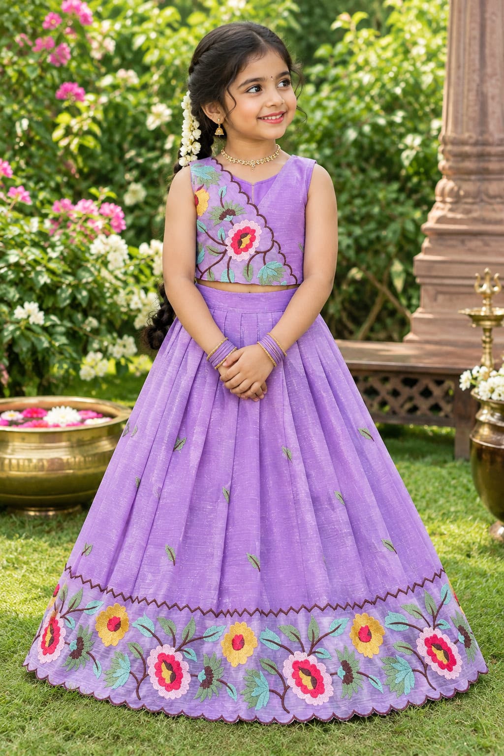 Premium Crunchy Silk Lehangas for Kids TC2_5