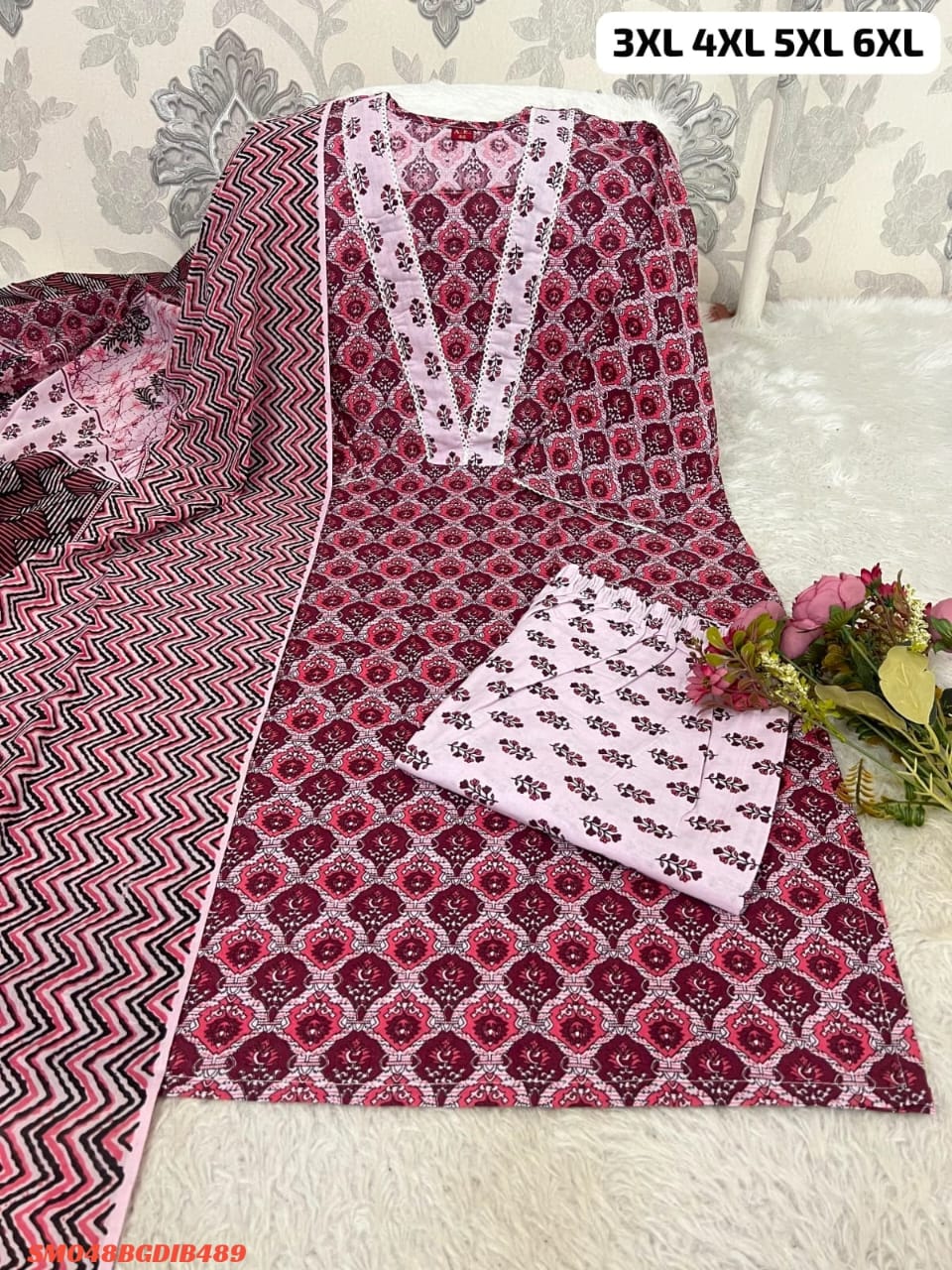 PURE COTTON KURTI PANT WITH DUPPATA SM3