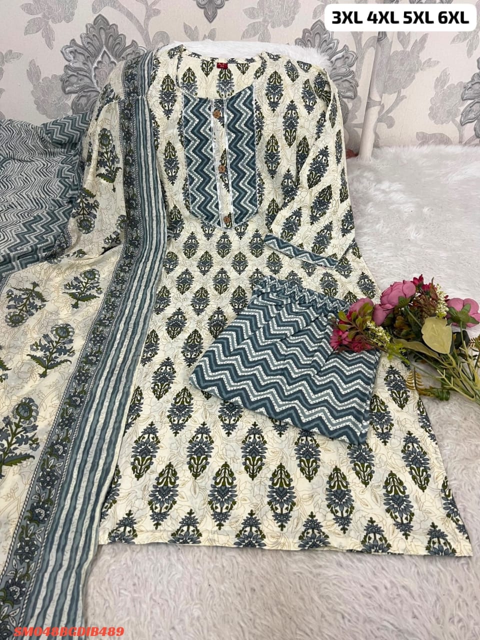 PURE COTTON KURTI PANT WITH DUPPATA SM3