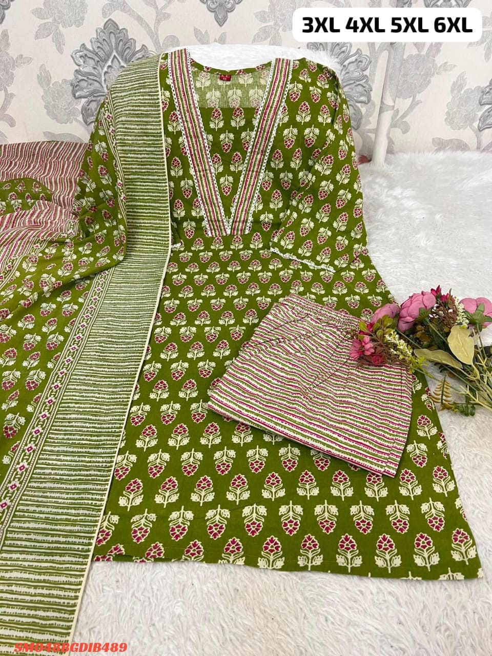 PURE COTTON KURTI PANT WITH DUPPATA SM3