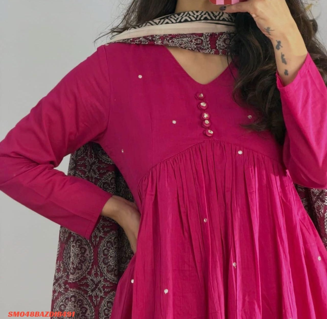 Women's printed cotton  kurta & pant or dupatta set SM3 _0