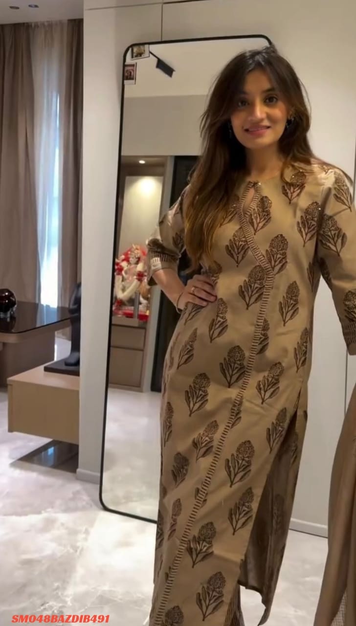Women's printed cotton  kurta & pant or dupatta set SM3 _2
