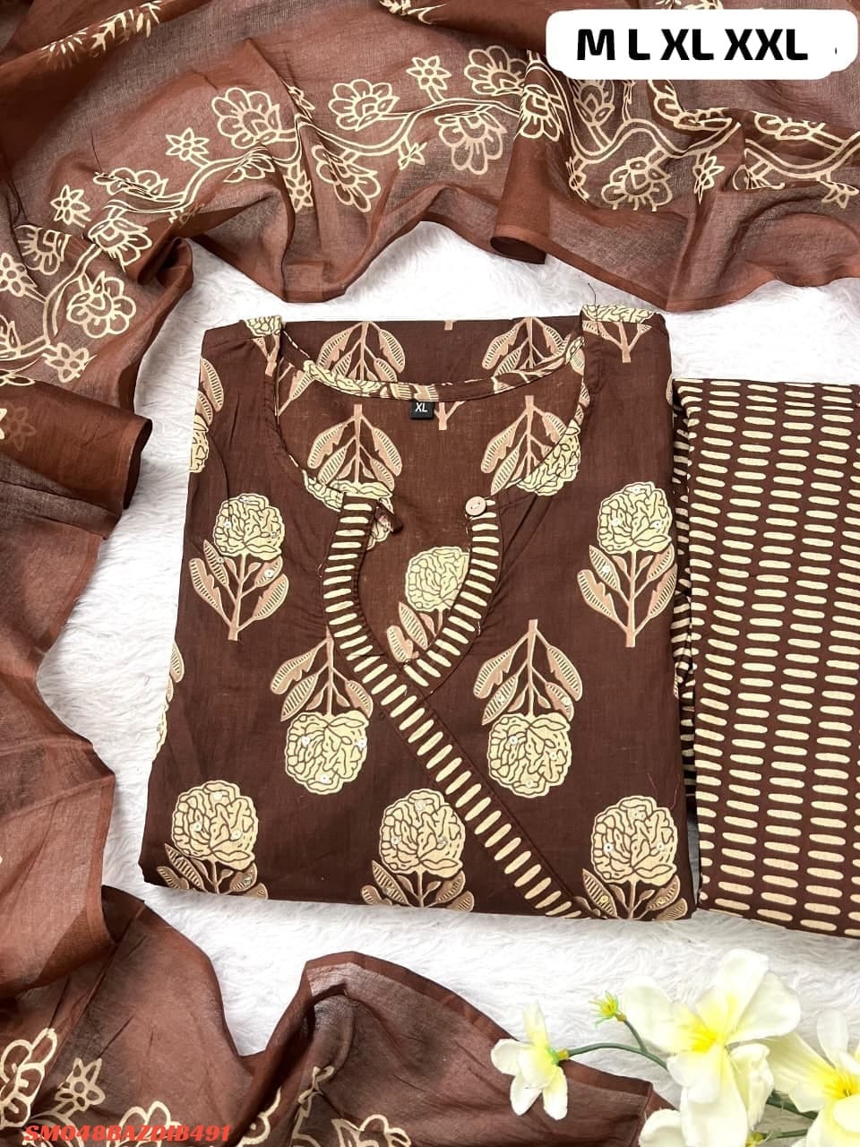 Women's printed cotton  kurta & pant or dupatta set SM3 _5