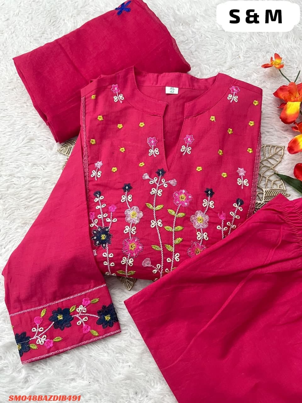 Women's printed cotton  kurta & pant or dupatta set SM3 _9