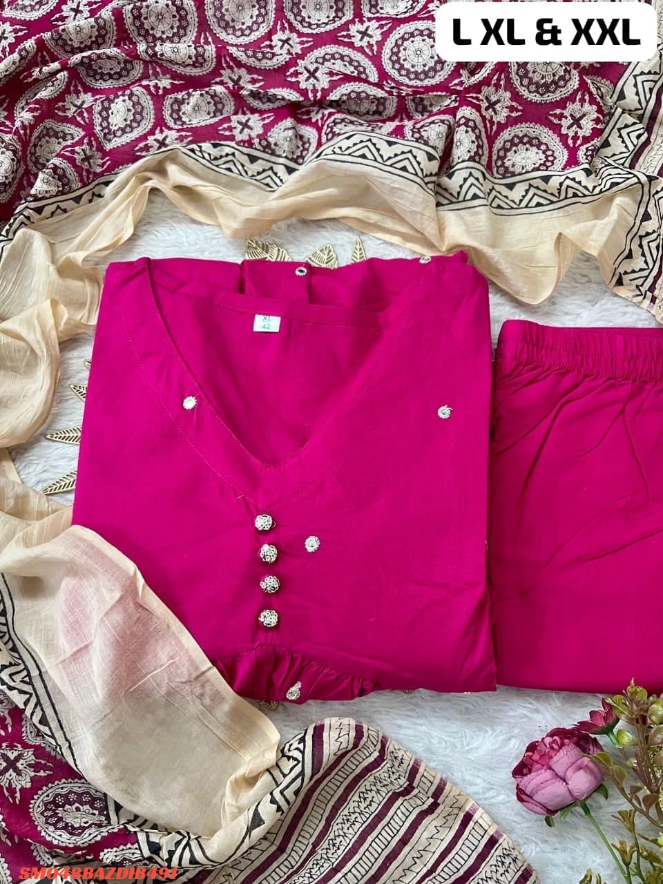 Women's printed cotton  kurta & pant or dupatta set SM3 _10