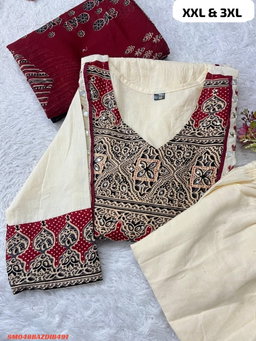 Women's printed cotton  kurta & pant or dupatta set SM3 