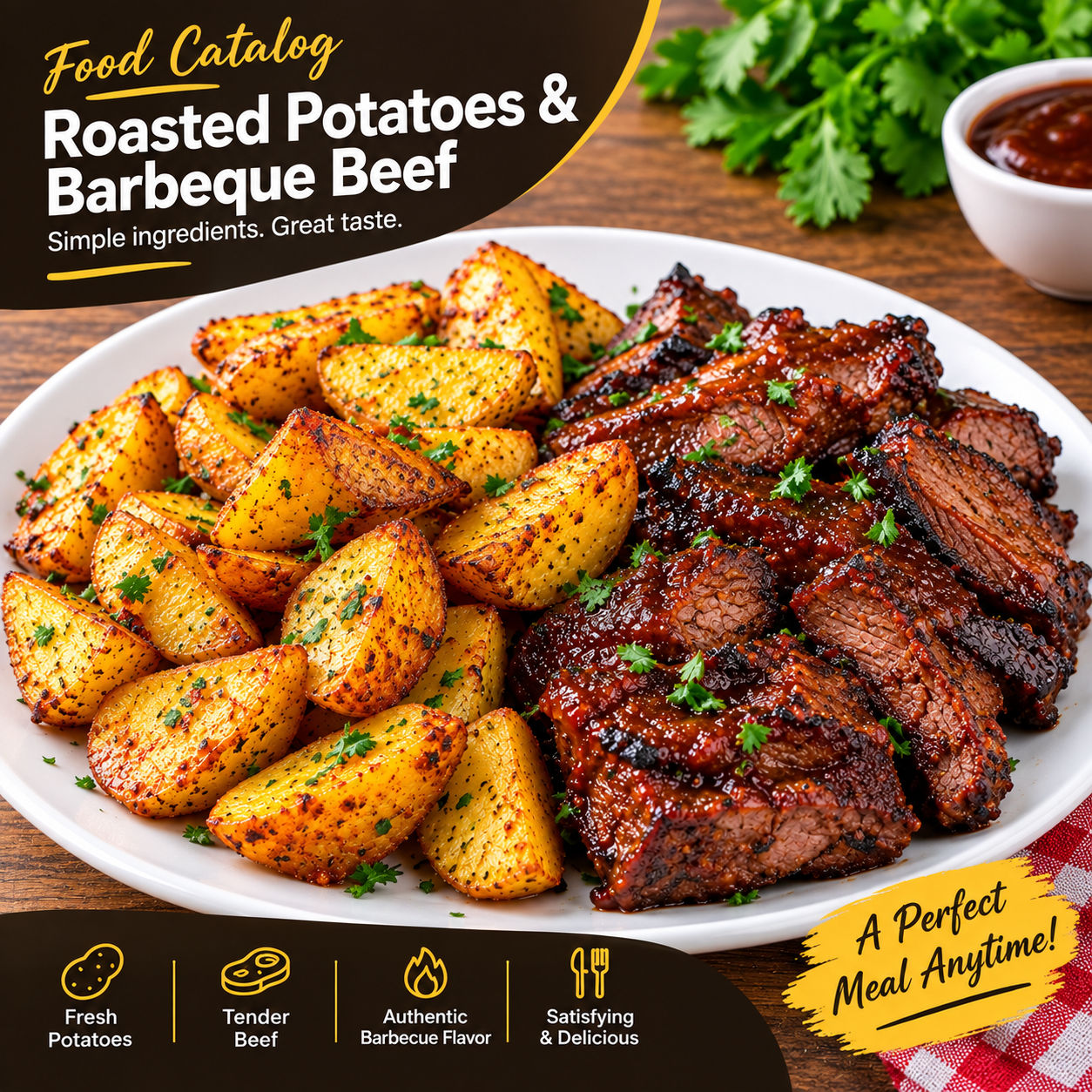 Roasted potatoes & Barbeque Beef stakes_0
