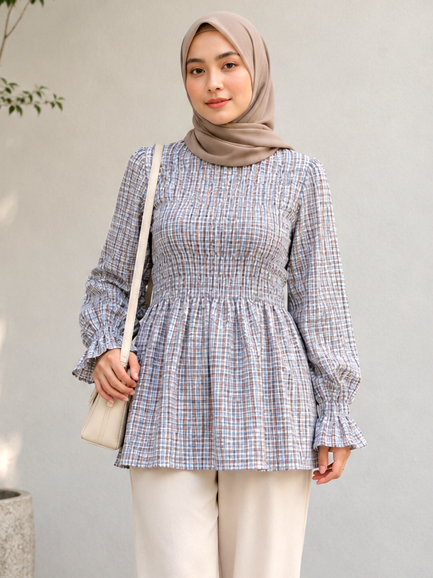 Gingham Premium Cotton Smokey Top_5