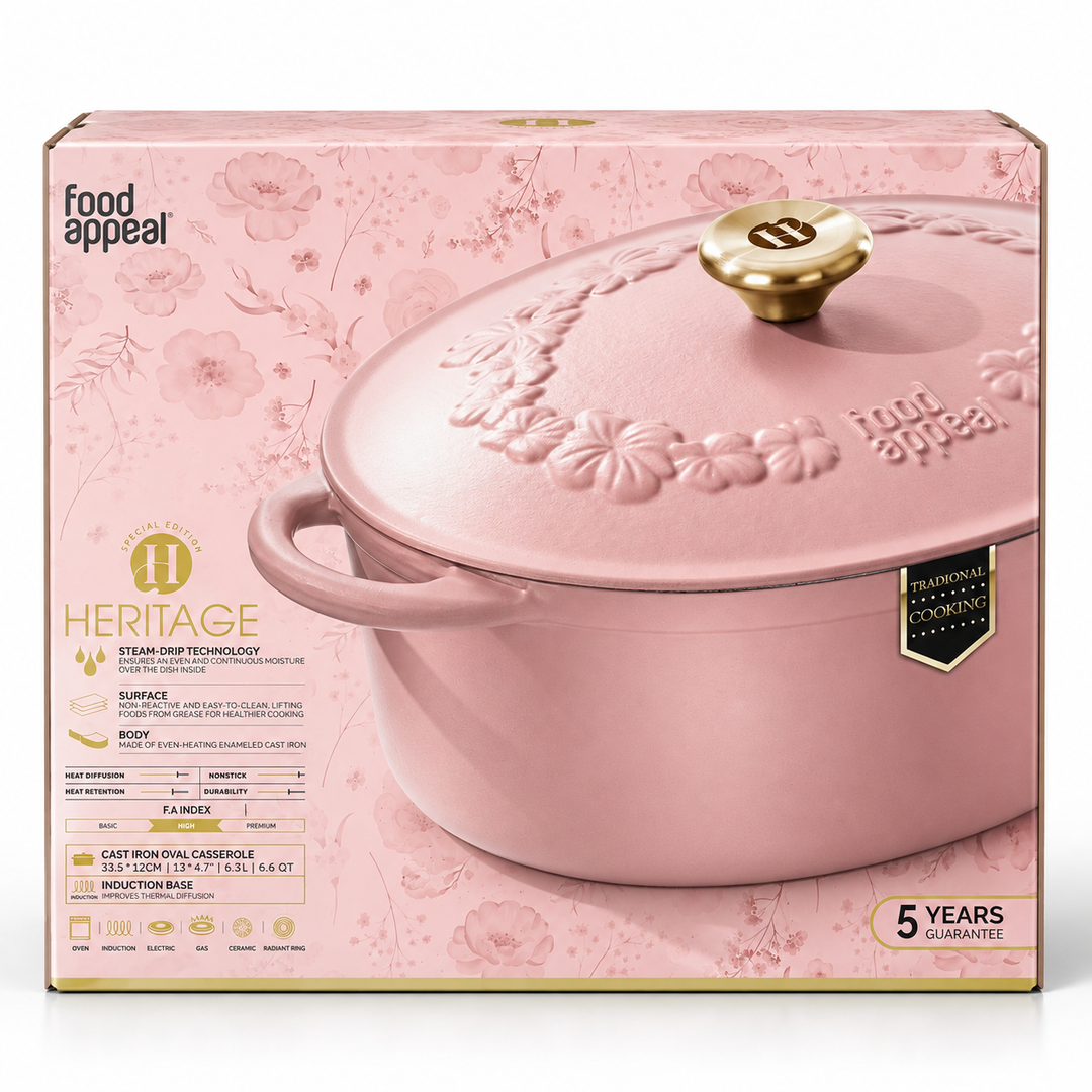 Heritage Cast Iron Oval Casserole Pink