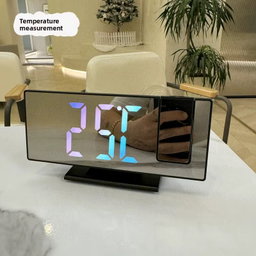 Horloge numérique à projection, effet miroir avec alarme pour salon, bureau. Un calendrier perpétuel et moderne