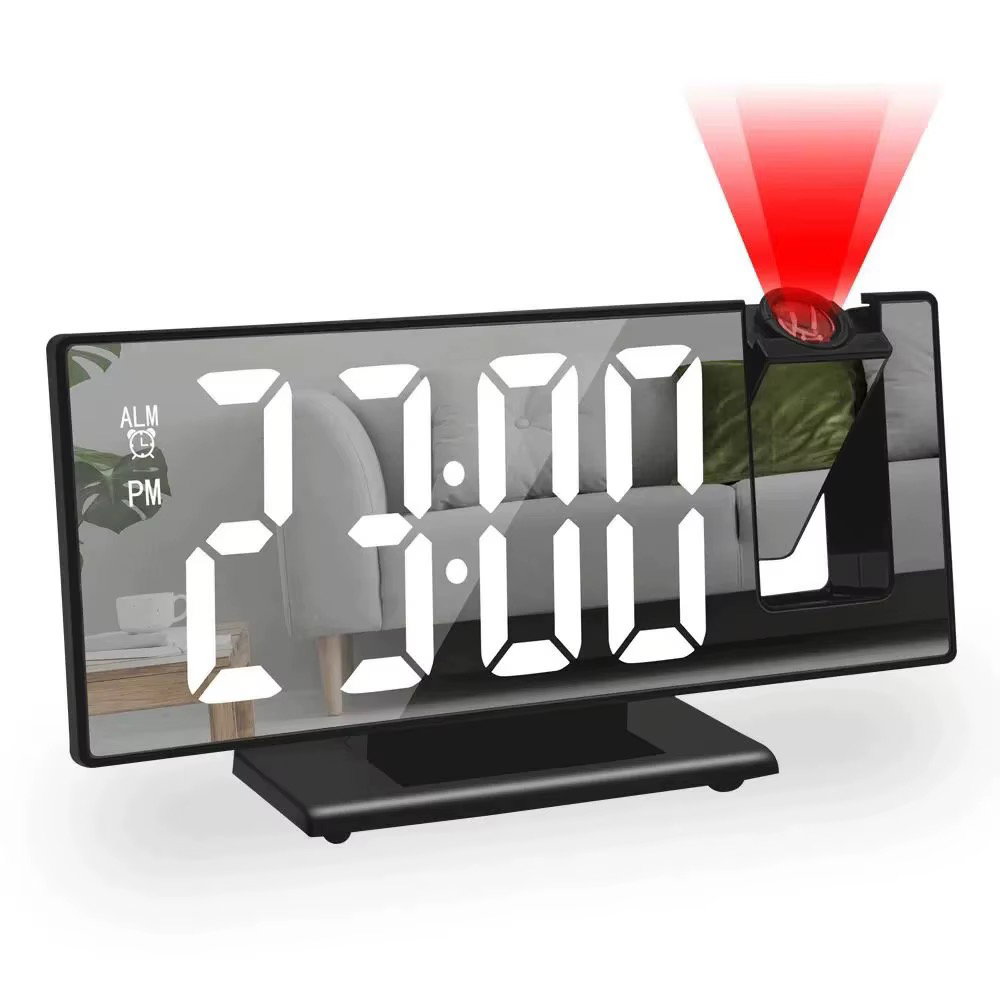 Horloge numérique à projection, effet miroir avec alarme pour salon, bureau. Un calendrier perpétuel et moderne_2