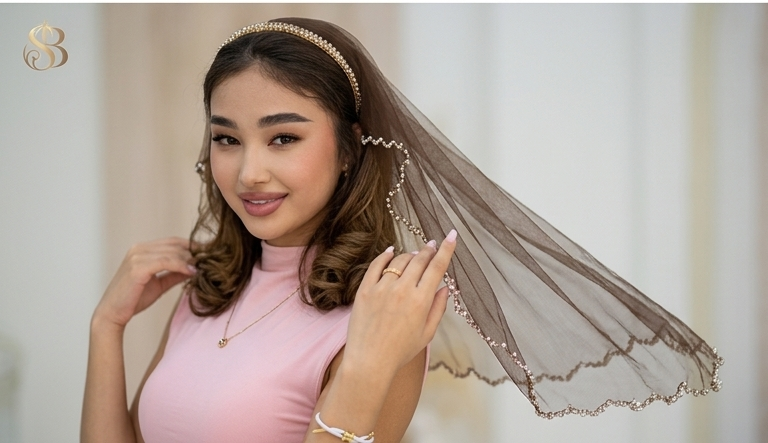 Party Wear Crystal Headband Veil