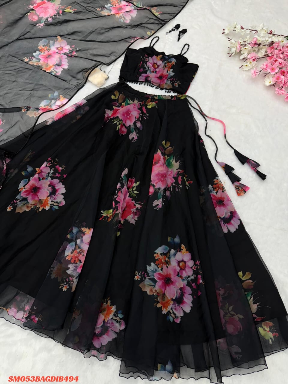  Floral printed 8MTR flair lehnga Dress SM3