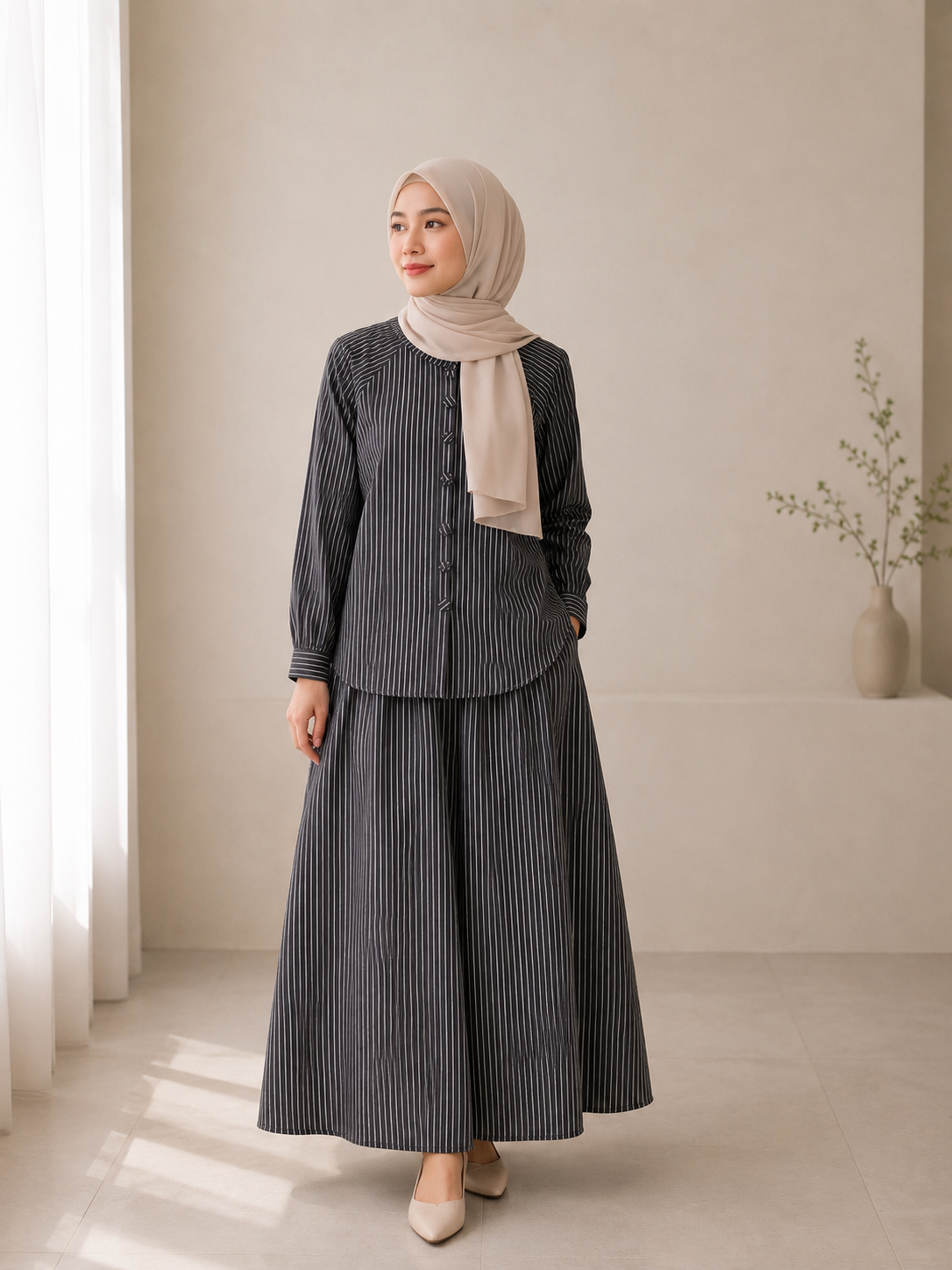 Stripe Jean Skirt Set_0