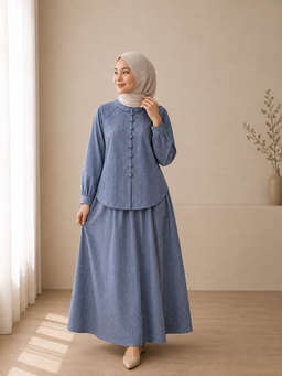 Stripe Jean Skirt Set