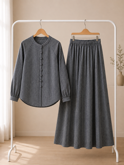 Stripe Jean Skirt Set