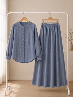 Stripe Jean Skirt Set