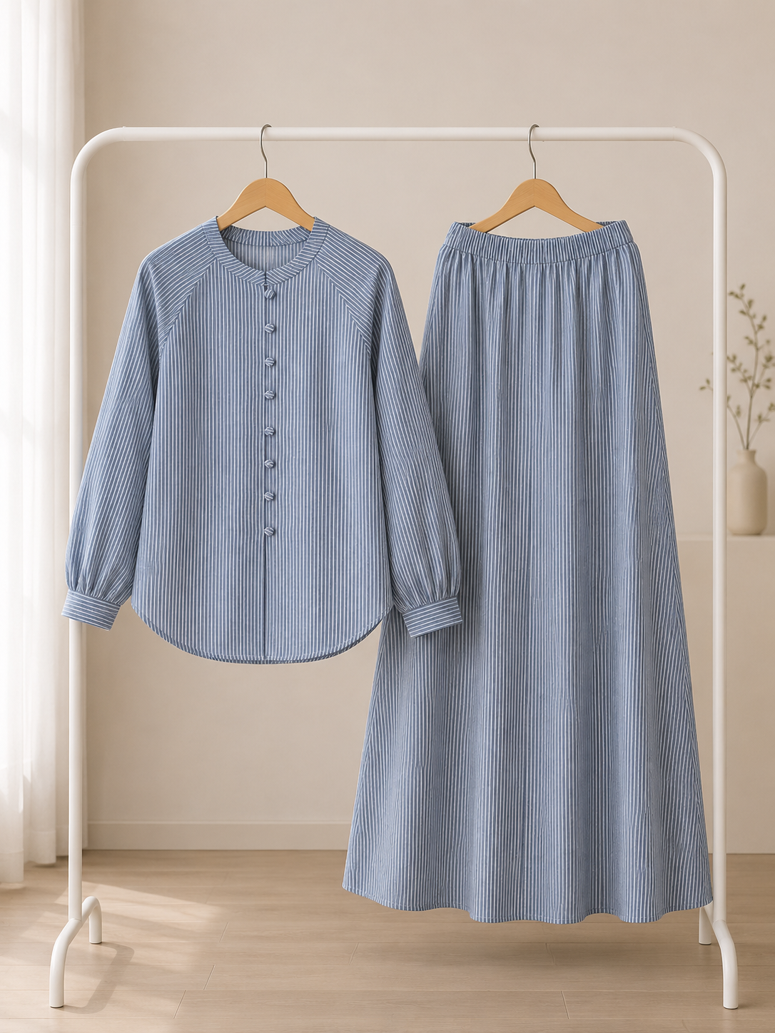 Stripe Jean Skirt Set_6