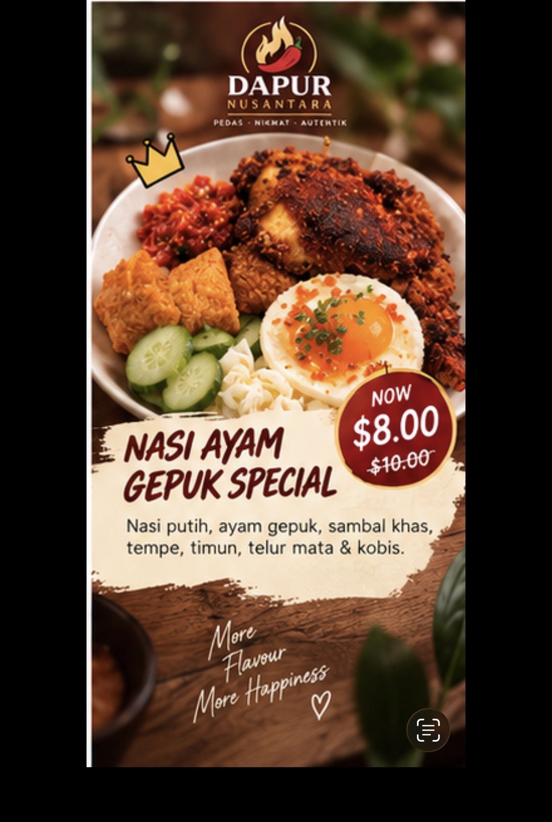 Nasi Ayam Gepuk Special