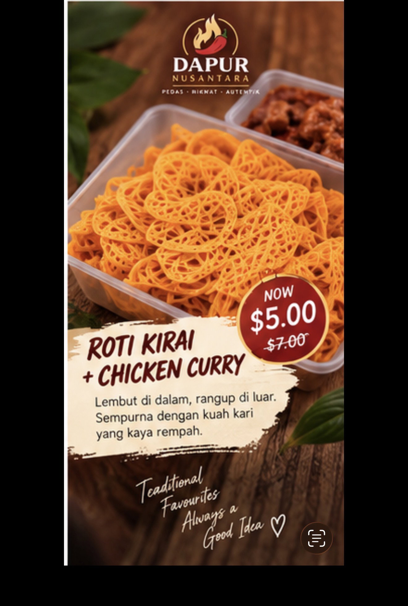 Roti Kirai & Chicken Curry