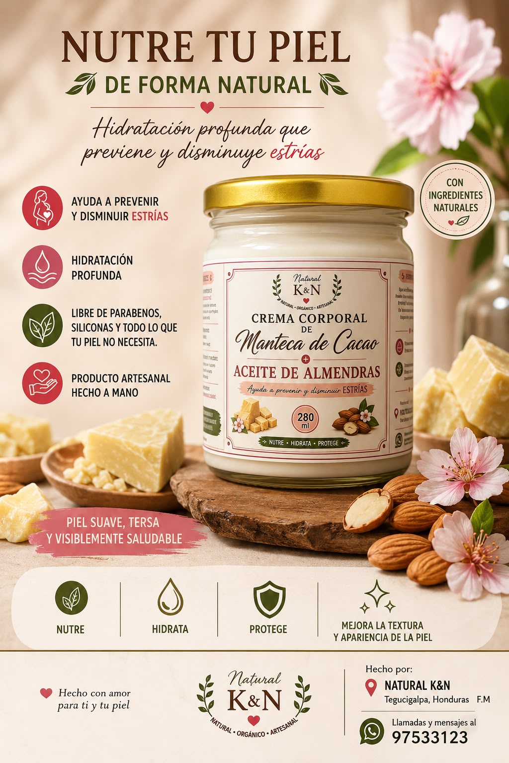 Crema Corporal de Manteca de Cacao y aceite de almendras _0