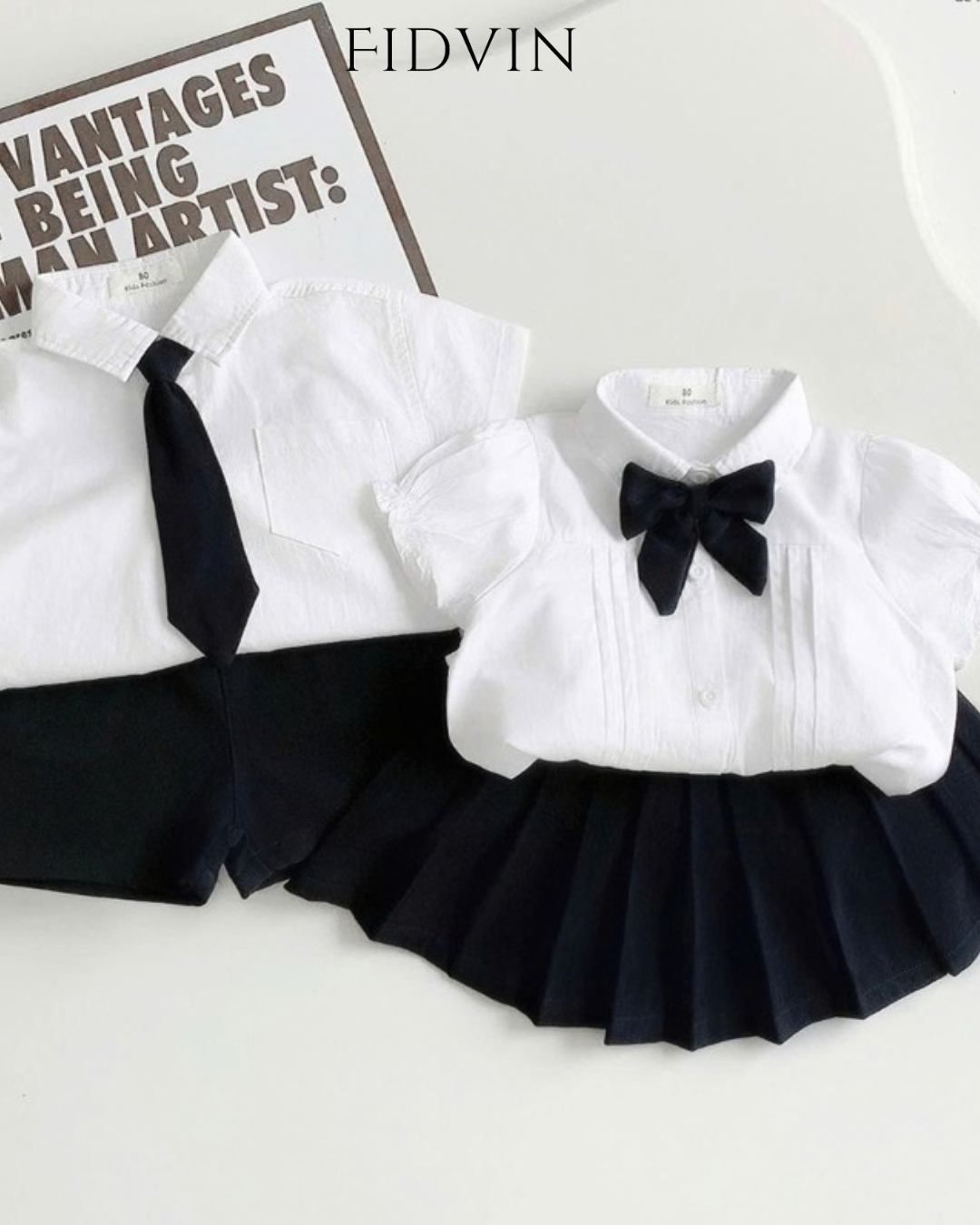 White School Shirt & Skirt/Pants Set — H0525B33_0