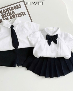 White School Shirt & Skirt/Pants Set — H0525B33