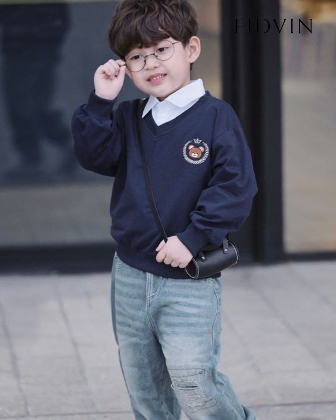 Bear Embroidered Long Sleeve Sweater — T1125A48Đ_0