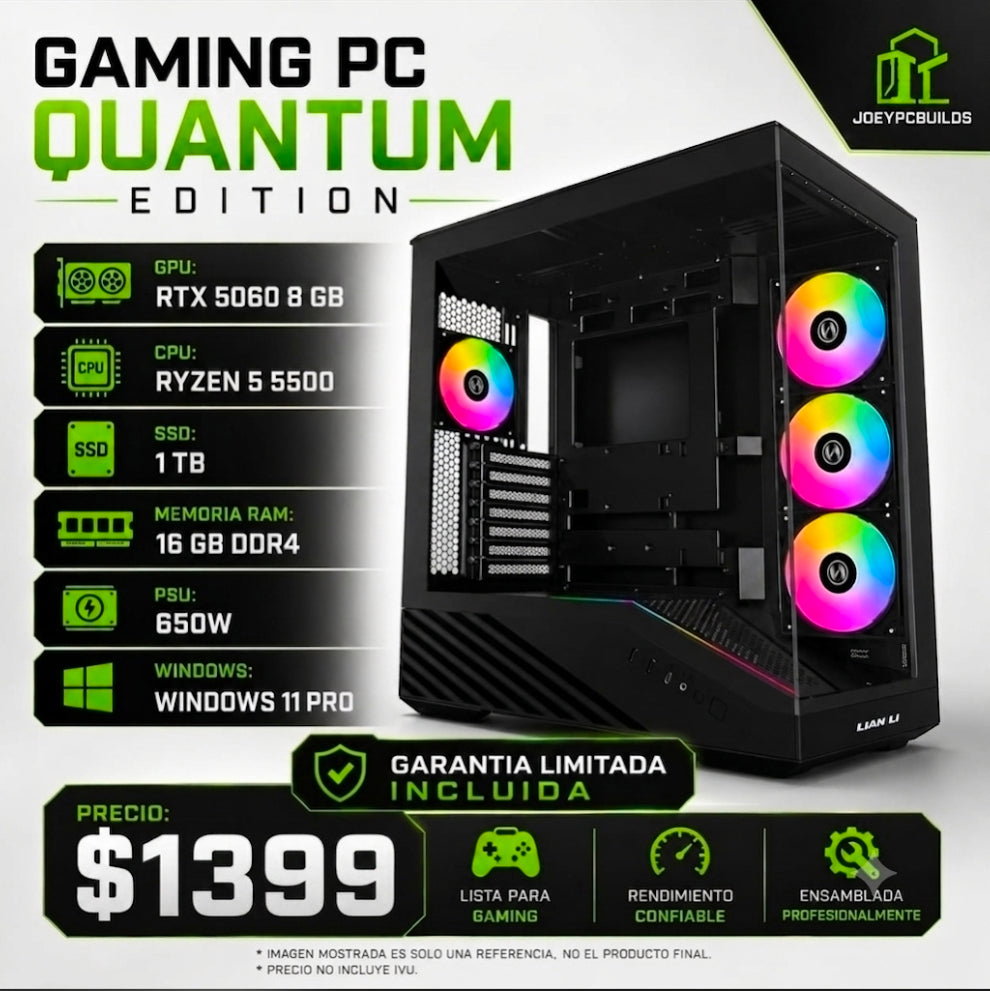 QUANTUM Gaming PC – RTX 5060 8GB / Ryzen 5 5500 / 16GB RAM / 1TB SSD / Windows 11 Pro_0