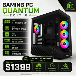 QUANTUM Gaming PC – RTX 5060 8GB / Ryzen 5 5500 / 16GB RAM / 1TB SSD / Windows 11 Pro