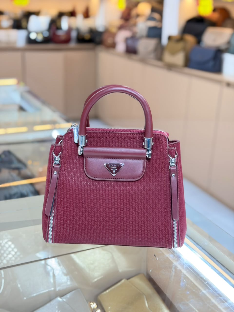 Classic Burgundy Structured Handbag